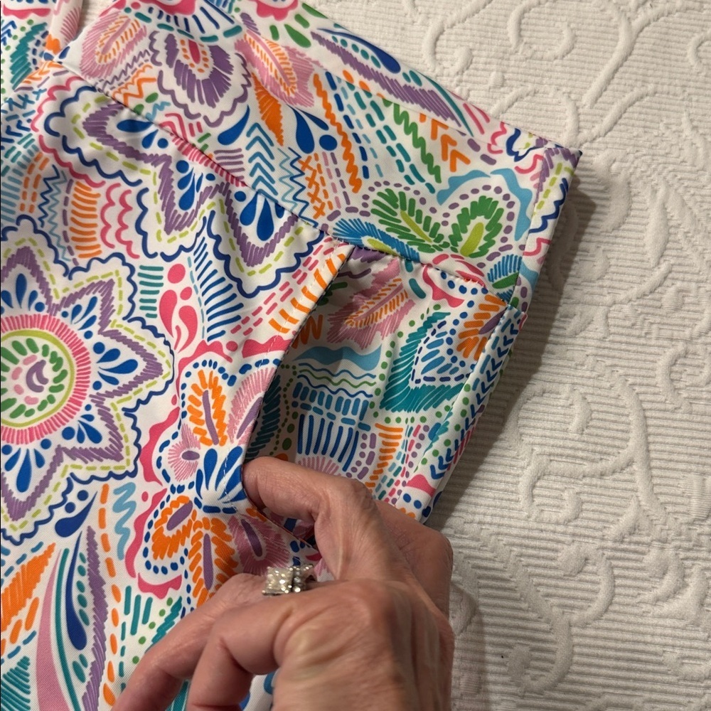 Jean-Pierre Klifa boulevard Multicolor Patterned Pants. Wide leg. Stretch. XL - Picture 3 of 12